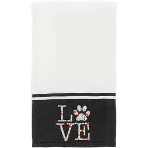 "Love" Paw Print Tea Towel