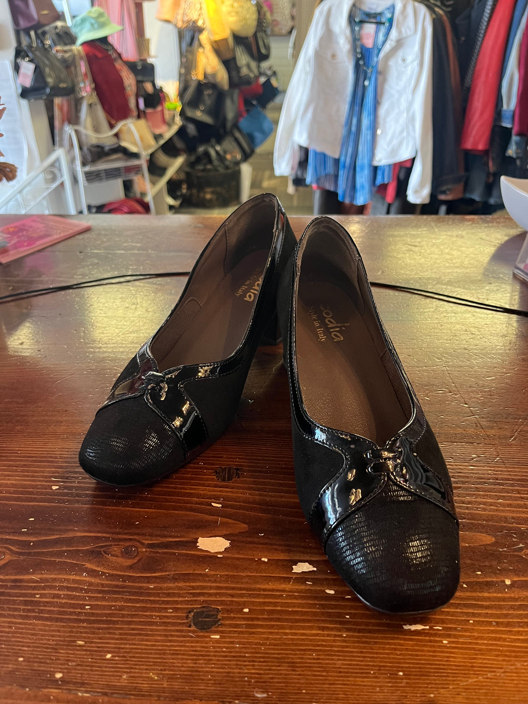 Codia Black Suede Pumps (Size 39=8)