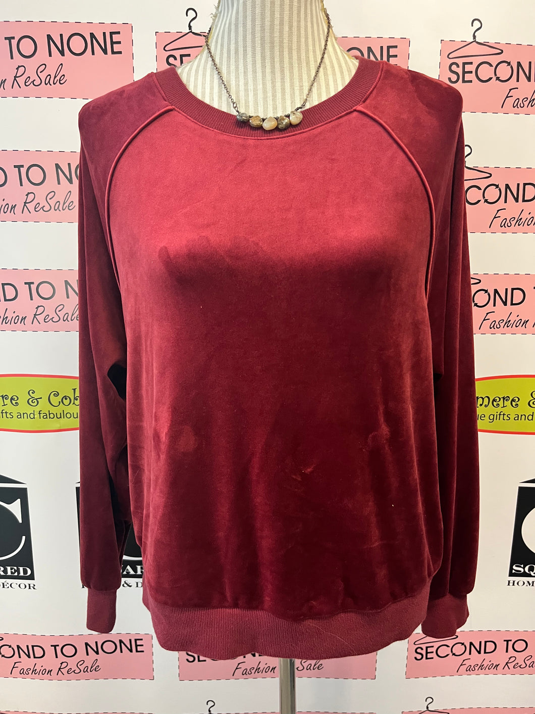Burgundy Velour Top (Size L)