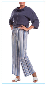 Linen/Cotton Striped Wide-Leg Pants (2 Colors)