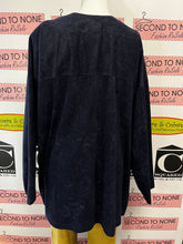 Load image into Gallery viewer, Vintage Navy Faux Suede Jacket (Plus Size)
