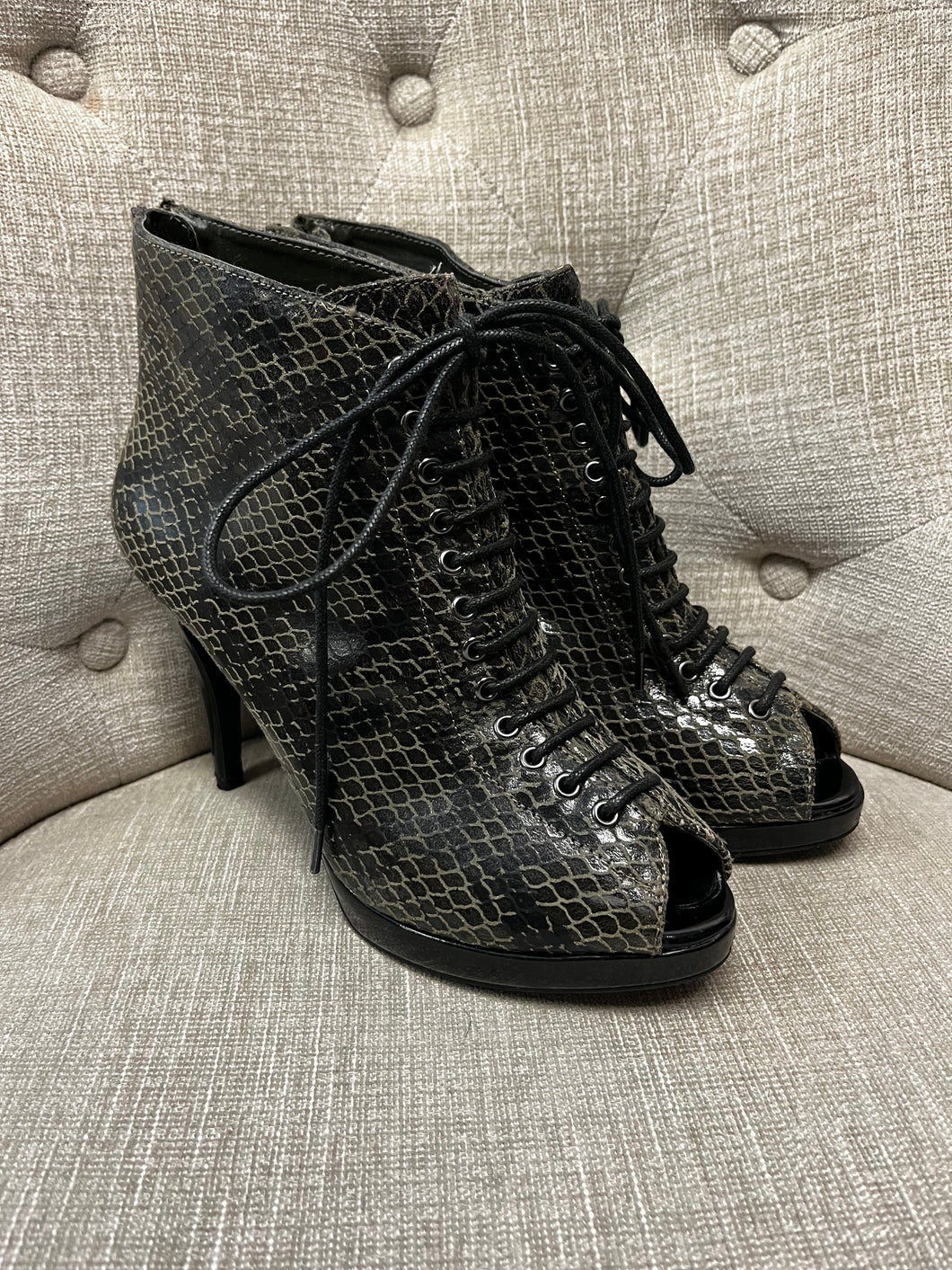 Leather Snakeskin ‘High Heel Power’ Heels (Size 8)
