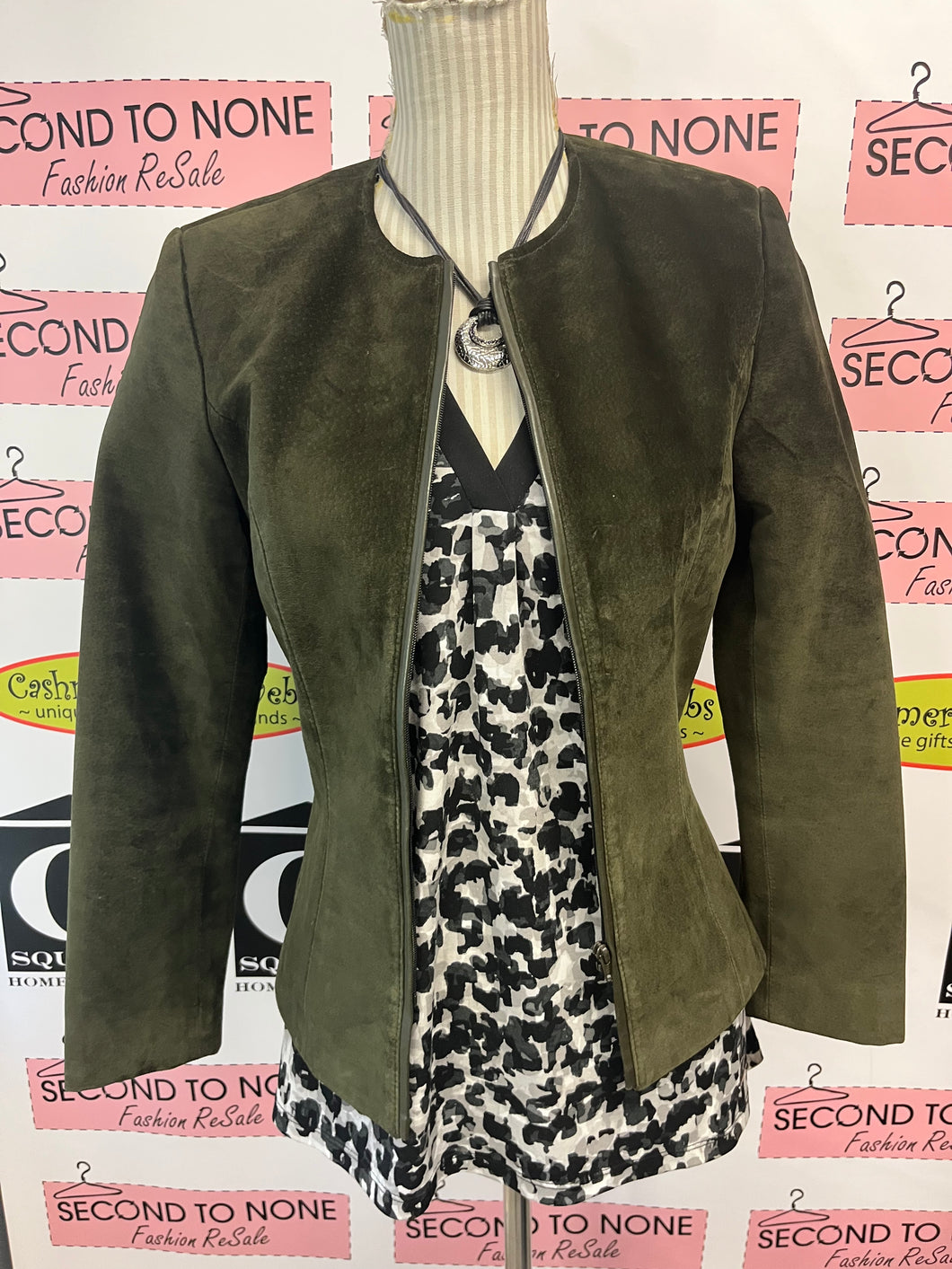 Danier Olive Green Suede Jacket (Size 4-6)