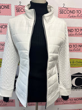 Load image into Gallery viewer, White Sweater-Style Puffer Jacket
