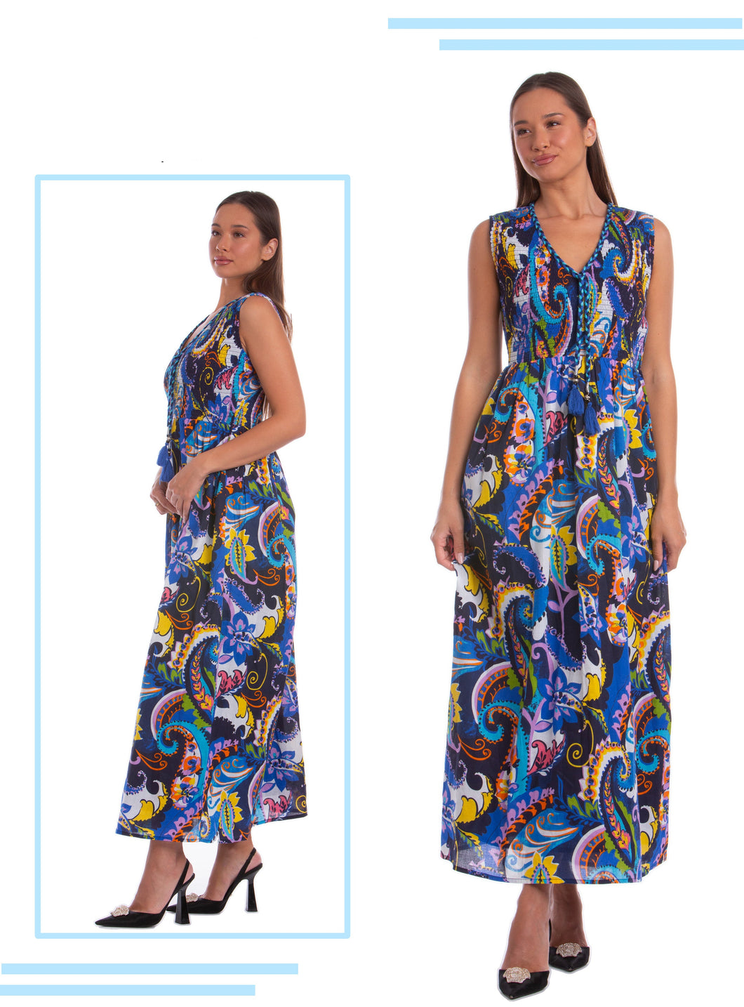 100% Cotton Blue Floral Dress (Only 1 L Left!)