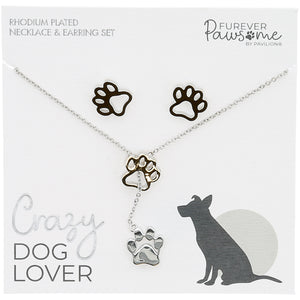 "Crazy Dog Lover" Necklace & Earrings Set