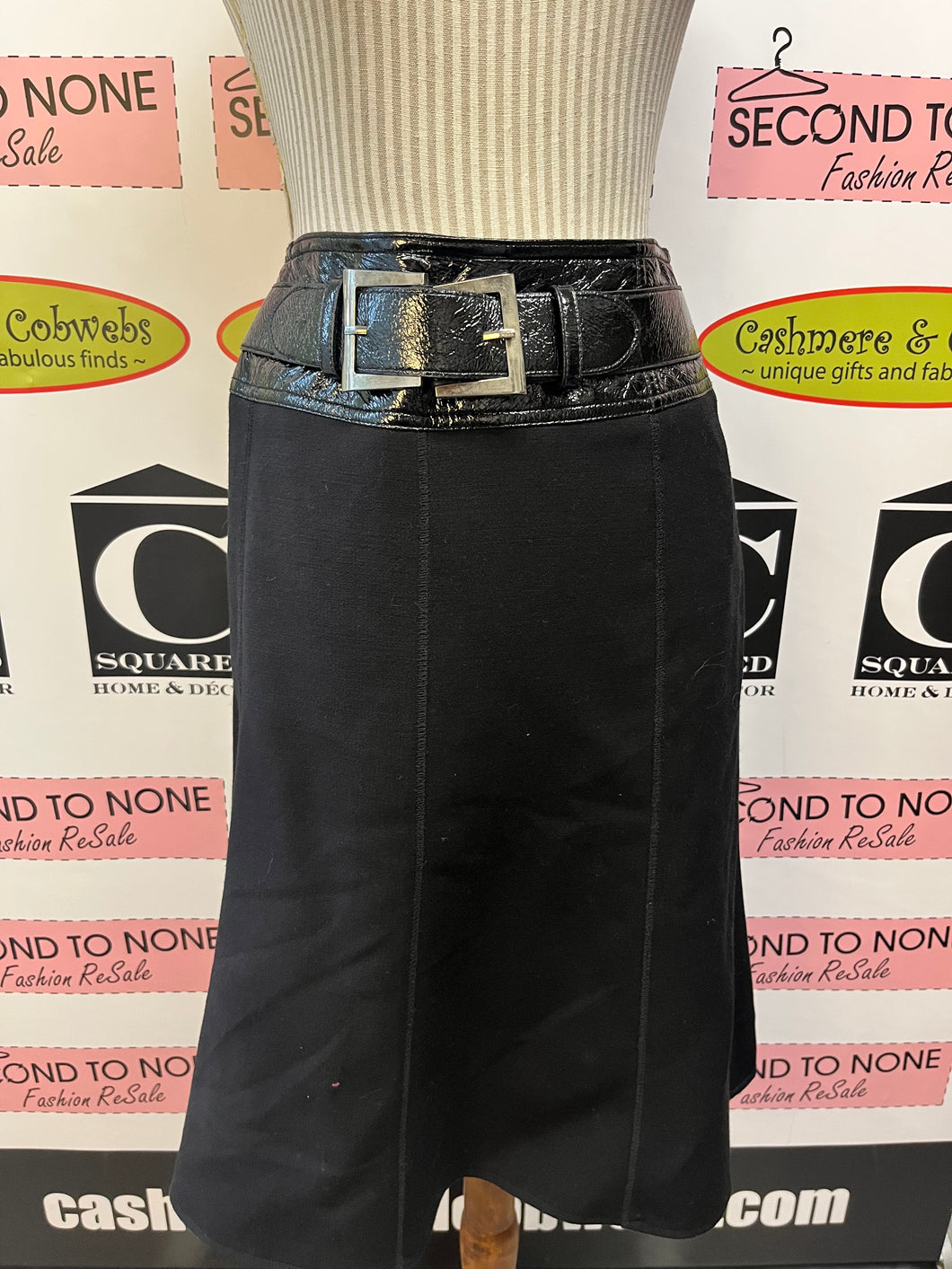 Laura Belted Black Skirt (Size 8)