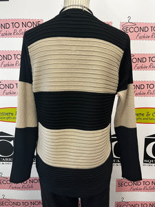 Black/Taupe Ribbed Striped Sweater