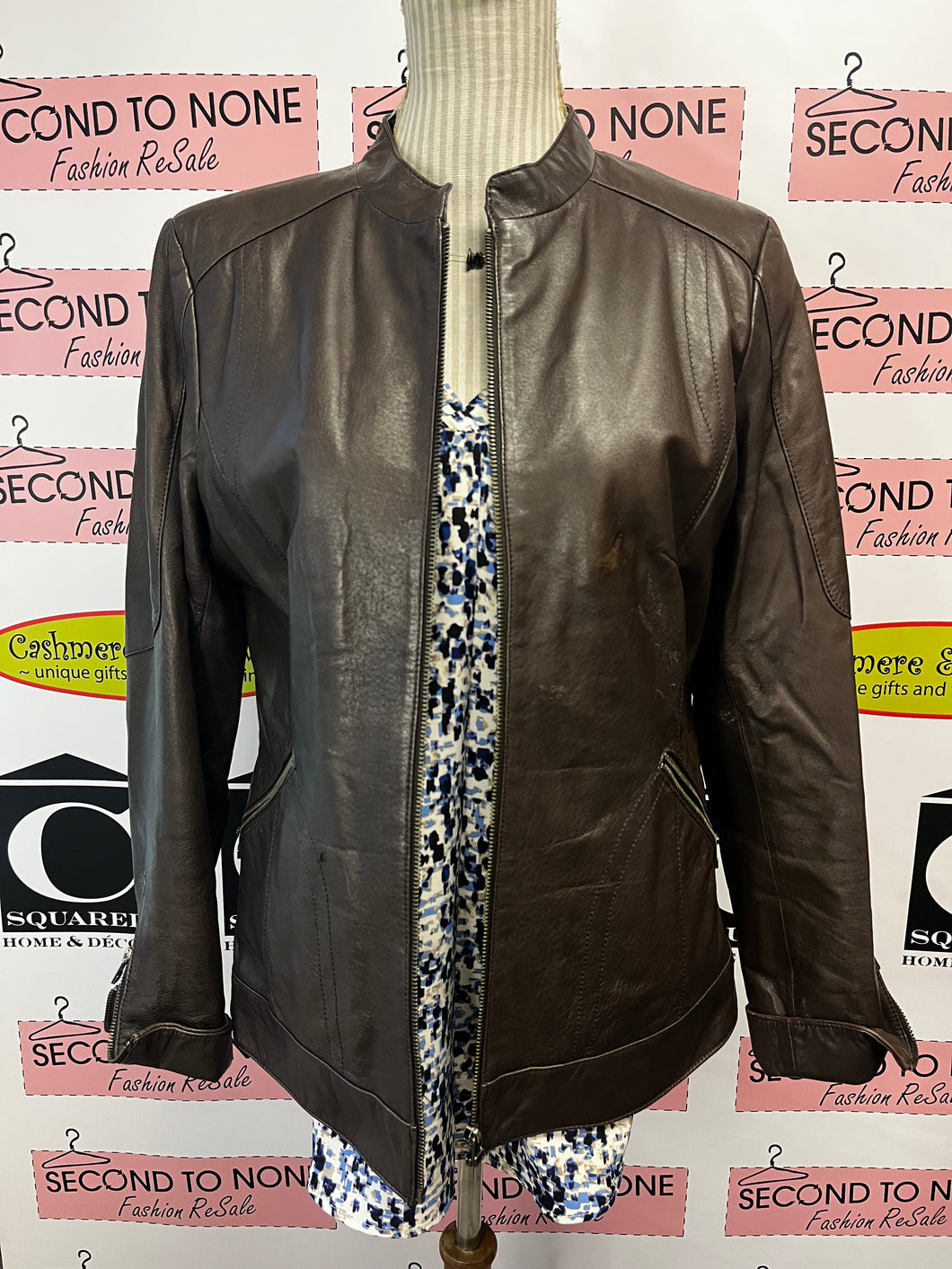 Danier Brown Leather Jacket (Size M)