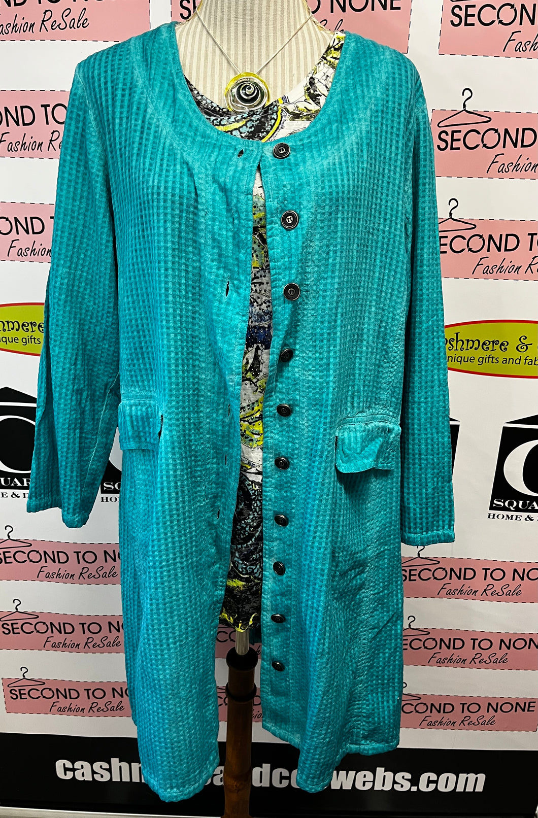 Parsley & Sage Teal Cardigan (Size XL)