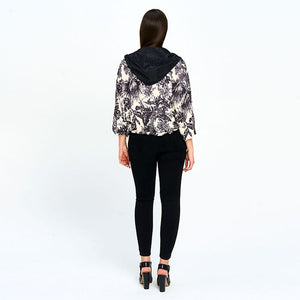 Red Coral Printed Bomber Jacket With Hood (Only 2 Left)
