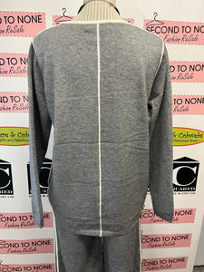 Grey With White Trim Sweater