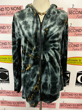Cargar imagen en el visor de la galería, Ark Imports Teal &amp; Gold Tie Dye Velvet Hoody (Size M)
