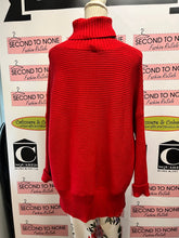 Load image into Gallery viewer, Cherry Red Ribbed Turtleneck Tunic Sweater (Size L)
