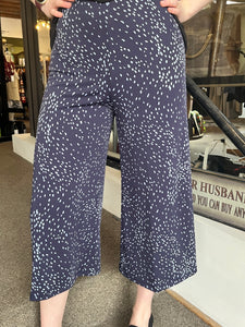 Navy Fleck-Print Wide-Leg Cropped Pant (Made in Canada) (Only 1 XXL Left!)