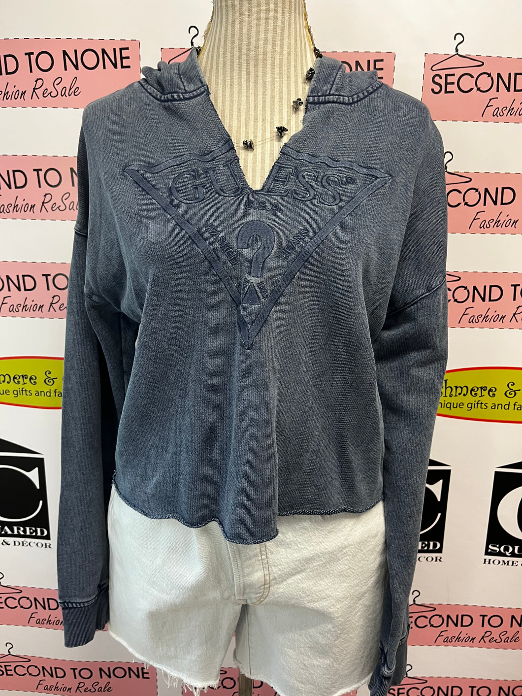 Guess Hooded Cropped Sweater (Size M)