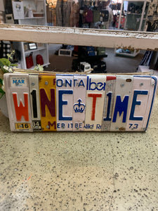 "WINE TIME" Licence Plate Sign