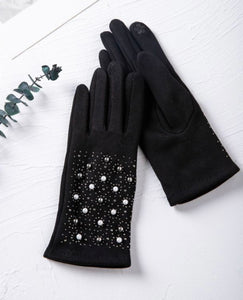 Pearls & Bling Black Gloves (Two Colors - Re-Stocked!)