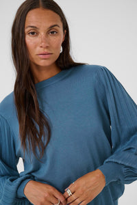 Pleated Sleeve Knit Top (2 Colours)