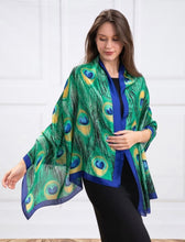Load image into Gallery viewer, Peacock Feather Silk-Like Scarf (Only 1 Left!)
