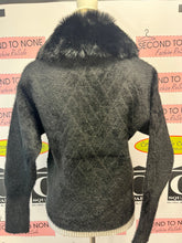 Load image into Gallery viewer, Faux Fur-Collar Zipper Front Cardigan (2 Colors)
