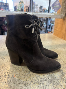 Brown Suede & Leather Heeled Booties (Size 6.5)