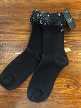 Load image into Gallery viewer, Red Coral Sequin Trim Socks
