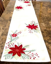 Load image into Gallery viewer, Poinsettia Christmas Table Runner
