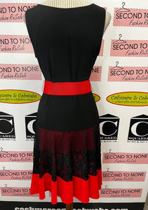 Joseph Ribkoff Red & Black Cocktail Dress (Size 10)