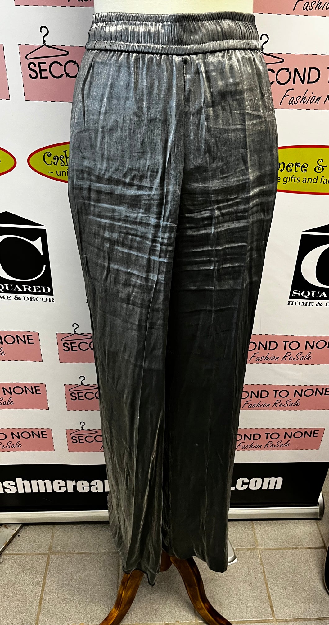 Zara Silver Wide Leg Pants (Size L)