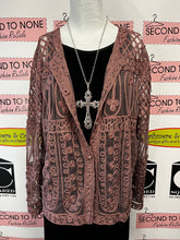 Cargar imagen en el visor de la galería, Muted Purple Sheer Embroidered Ornate Jacket (Size L)
