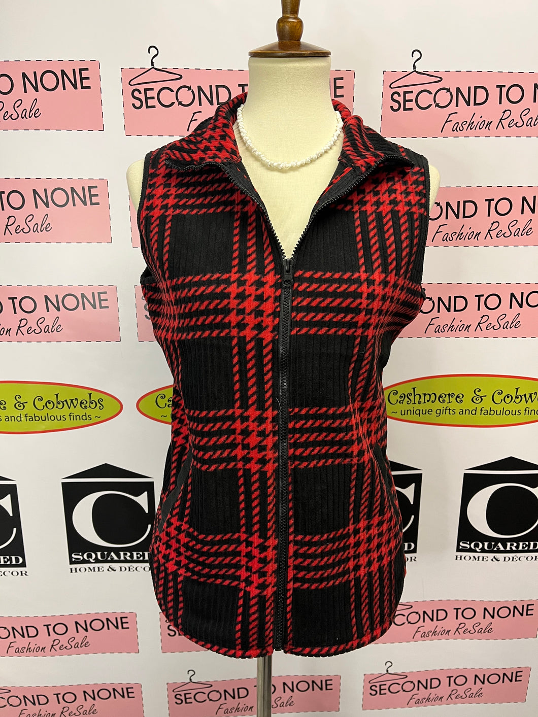 Fleece Large Check Vest (only a few red left)
