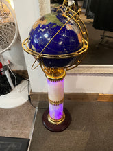 Load image into Gallery viewer, Globe on Marble-Look &amp; Gold Light-Up Base
