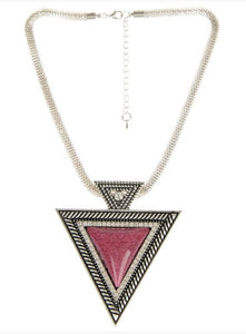 Large Triangle Stone & Rhinestone Necklace (2 Colors)