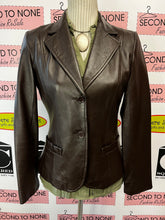 Cargar imagen en el visor de la galería, Brown Leather Blazer Jacket (Size 4)
