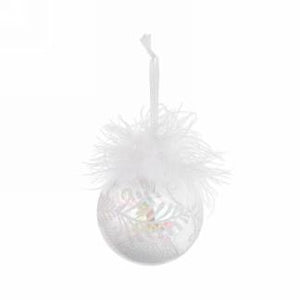 Glass Ball Ornament with Feather Accent