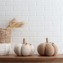 Load image into Gallery viewer, Ivory &amp; Gold Bling Knitted Pillowy Pumpkin

