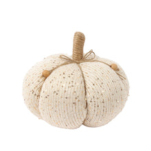 Load image into Gallery viewer, Ivory &amp; Gold Bling Knitted Pillowy Pumpkin
