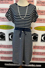 Load image into Gallery viewer, Navy Striped T-Shirt Dress (Size L)
