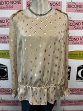 Load image into Gallery viewer, Fransa Gold Polka Dot Blouse (Size L)
