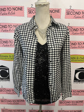 Charger l'image dans la galerie, Ralph Lauren B&amp;W Houndstooth Cotton Blouse (Size PXL)
