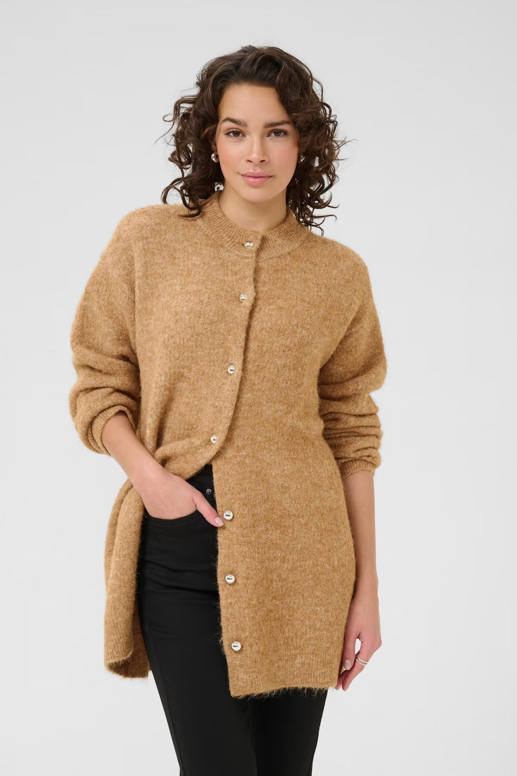 Toasted Coconut Wool Blend Long Cardigan