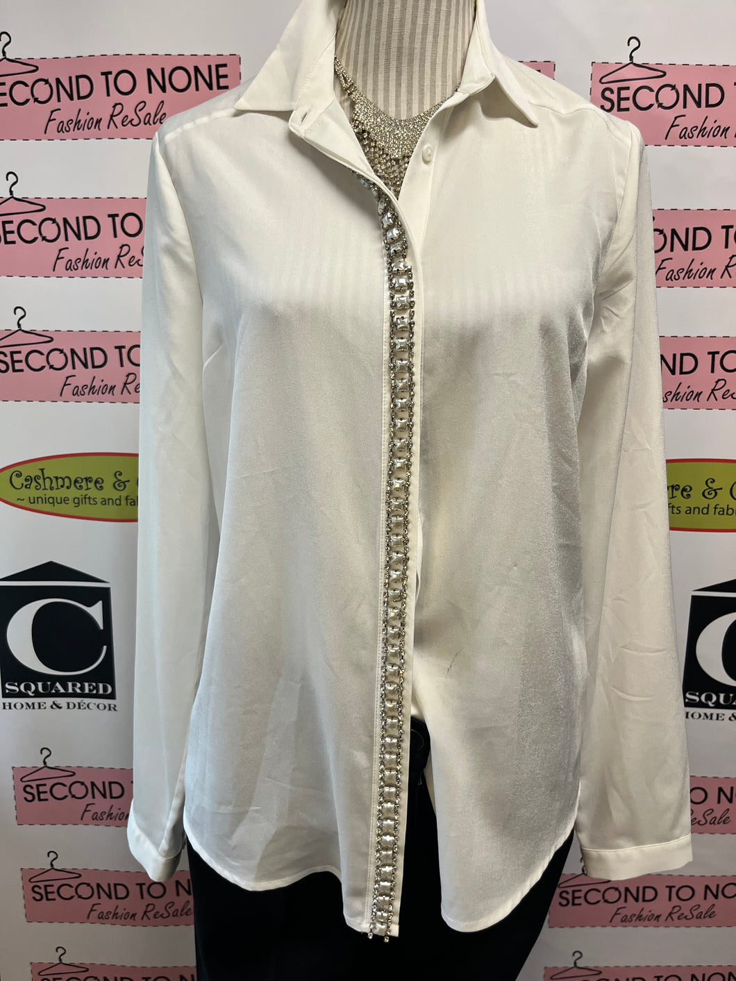 Rhinestone Front Blouse (Size M)