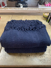 Load image into Gallery viewer, Solid Navy Fringe Throw

