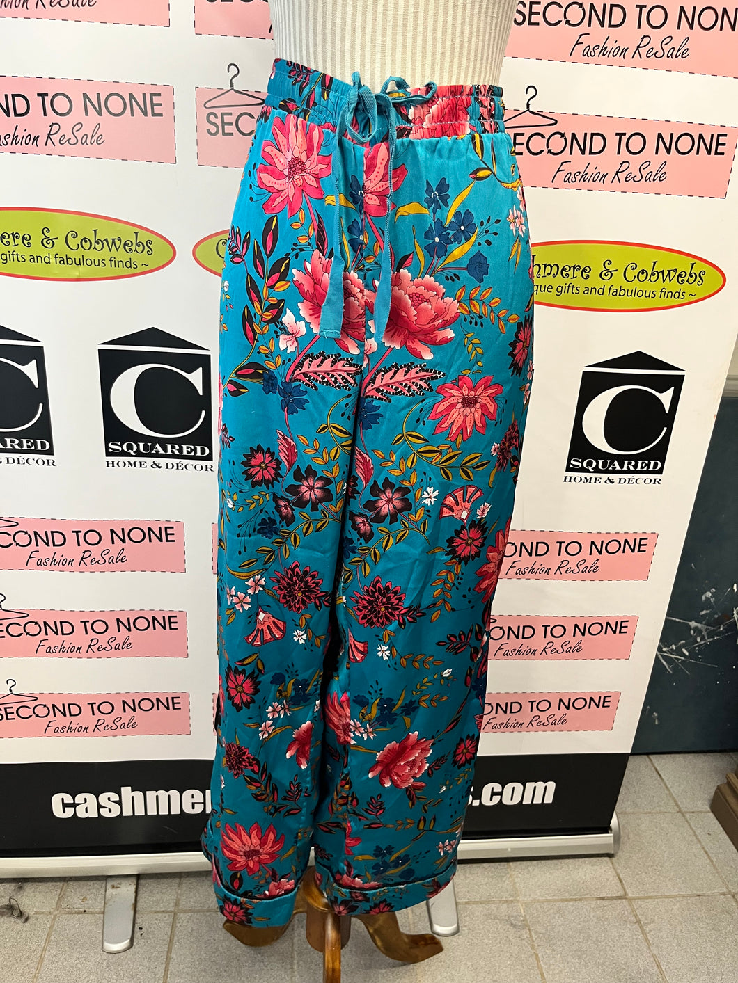 Loft Floral Satin Pants (Size XL)