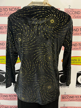 Load image into Gallery viewer, Stretch Velvet With Gold Design Top
