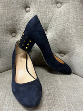 Load image into Gallery viewer, Nine West Navy Suede Stud Heels (Size 8)
