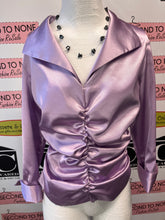 Load image into Gallery viewer, Purple Satin Cinched Blouse (Size Large)
