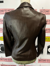 Cargar imagen en el visor de la galería, Brown Leather Blazer Jacket (Size 4)
