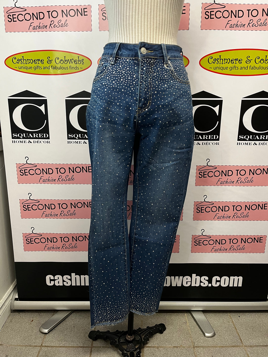 Dark Wash Bedazzled Jeans (Only 1 XL Left!)